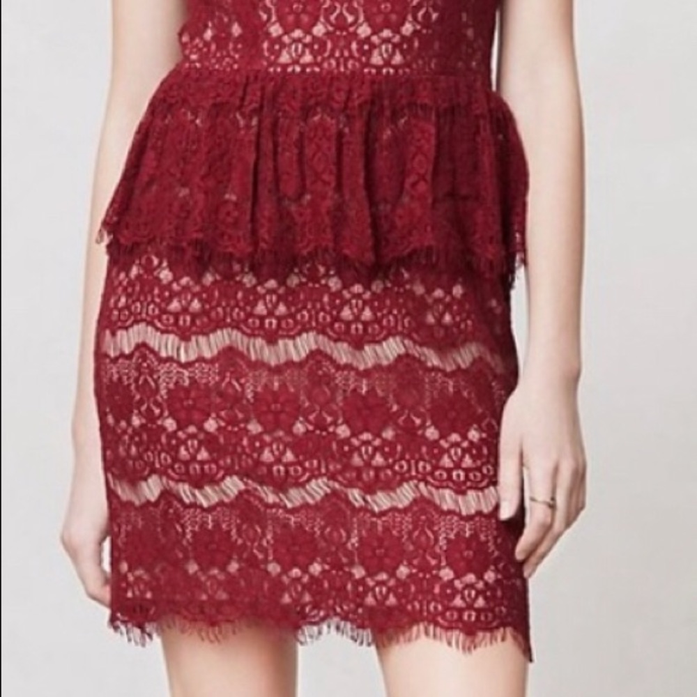 Anthropologie Maeve Magenta lace dress